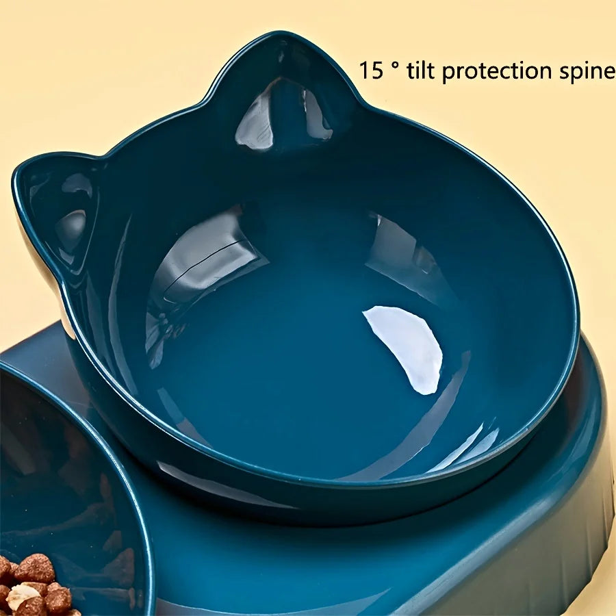 3-in-1 Tilted Pet Bowl Set with Gravity Water Feeder – For Comfortable, Neck-Safe Eating