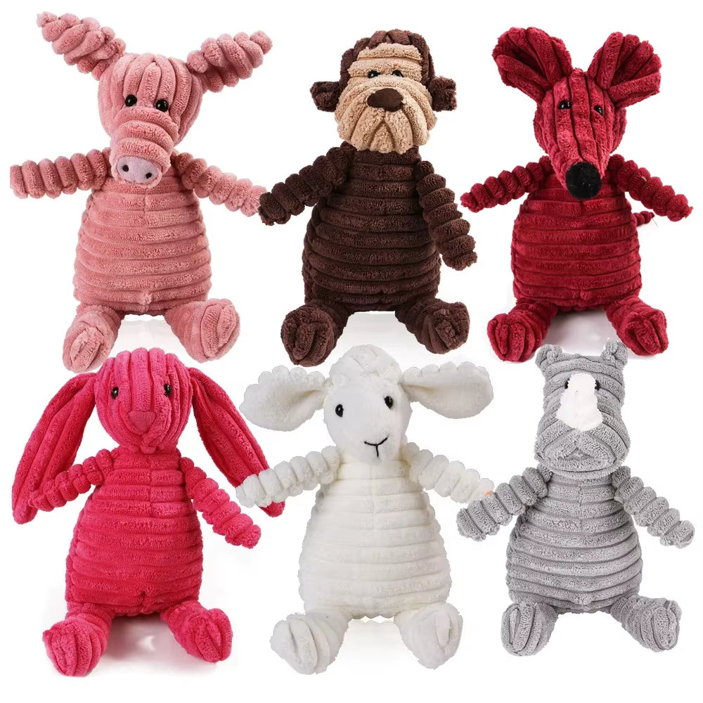 Corduroy Plush Dog Molar Toy – Fun Squeaky Designs for Chewing, Play, and Teeth Cleaning. Perfect for Medium & Large Dogs.