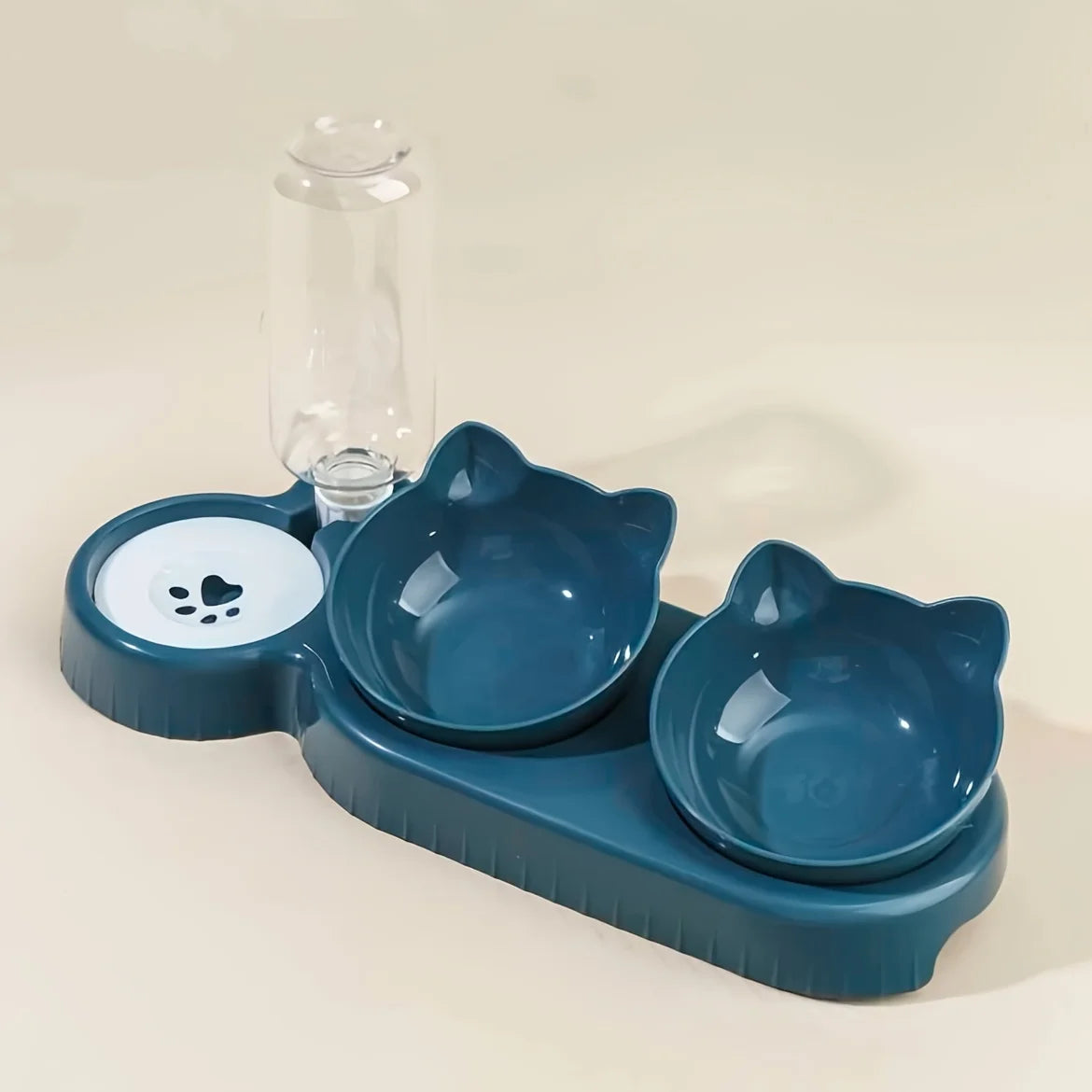 3-in-1 Tilted Pet Bowl Set with Gravity Water Feeder – For Comfortable, Neck-Safe Eating