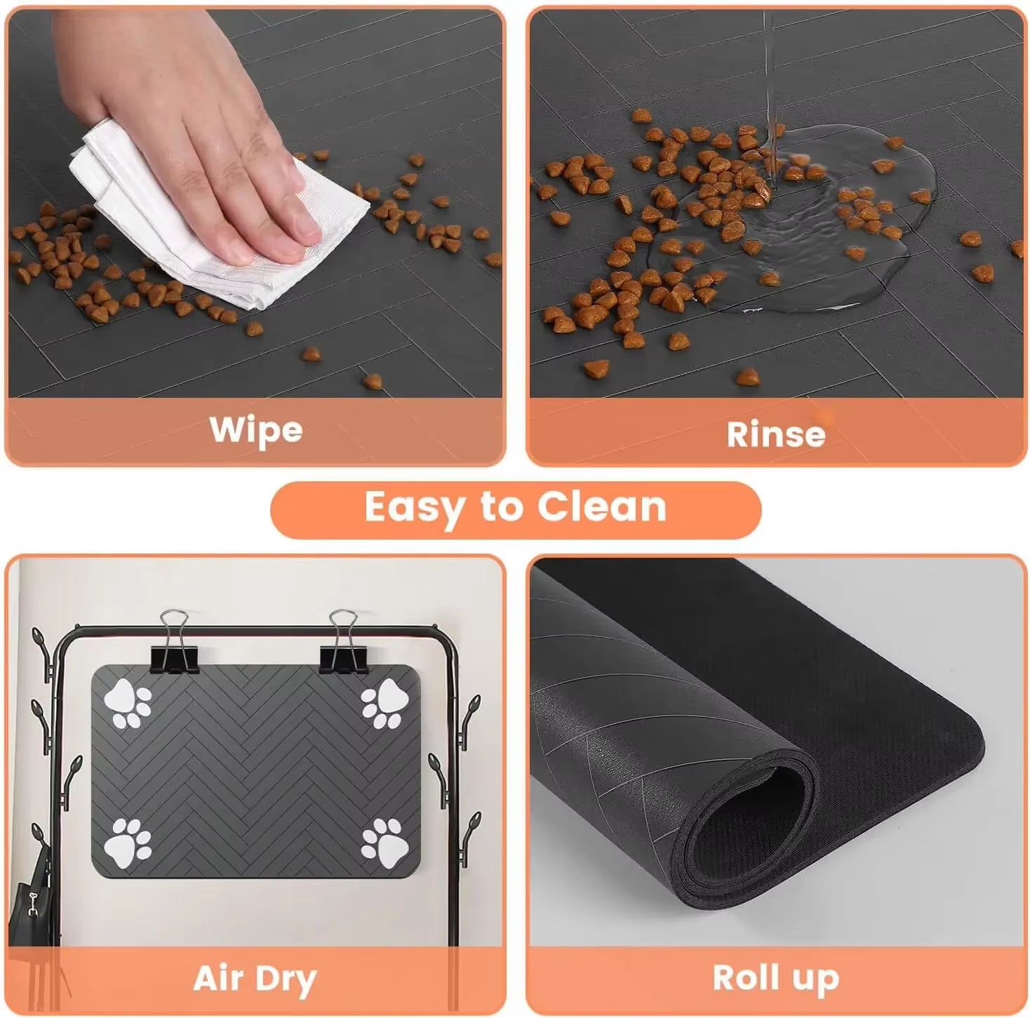 Absorbent Waterproof Pet Feeding Mat for Dogs & Cats - Quick-Dry Rubber Backing in S, M, L Sizes
