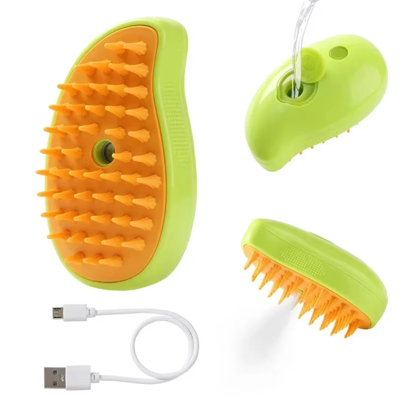 Steam Pet Brush 3-In-1 Steamy Brush Spray, Loose Hair Removal, Grooming Comb 