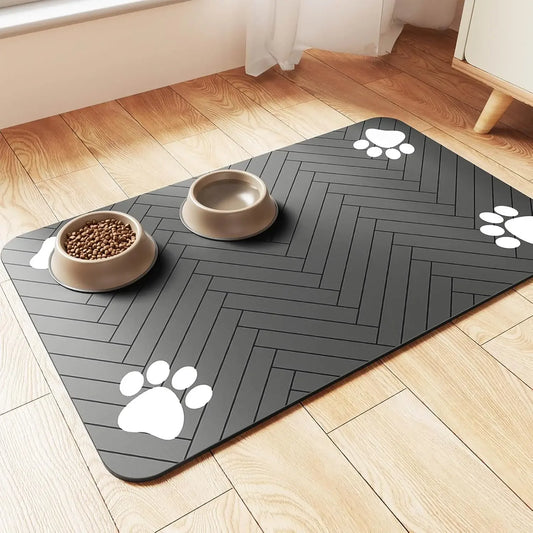 Absorbent Waterproof Pet Feeding Mat for Dogs & Cats - Quick-Dry Rubber Backing in S, M, L Sizes