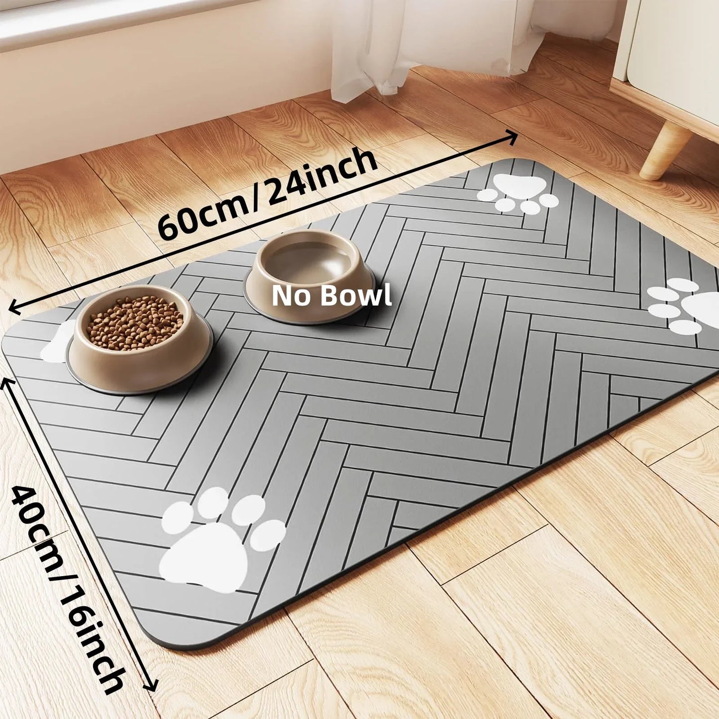 Absorbent Waterproof Pet Feeding Mat for Dogs & Cats - Quick-Dry Rubber Backing in S, M, L Sizes