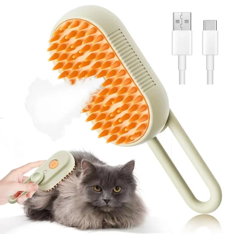 Steam Pet Brush 3-In-1 Steamy Brush Spray, Loose Hair Removal, Grooming Comb 