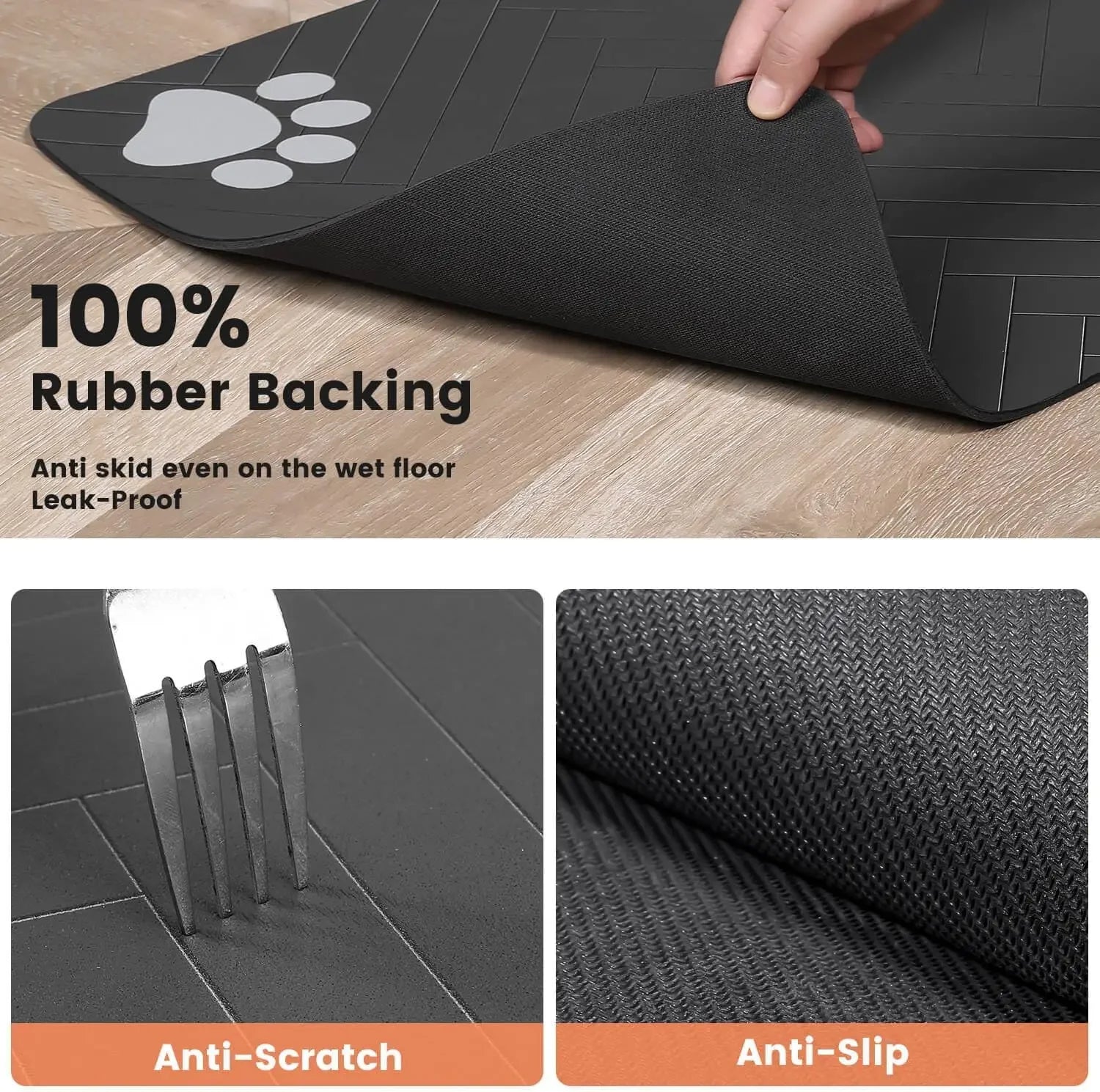 Absorbent Waterproof Pet Feeding Mat for Dogs & Cats - Quick-Dry Rubber Backing in S, M, L Sizes